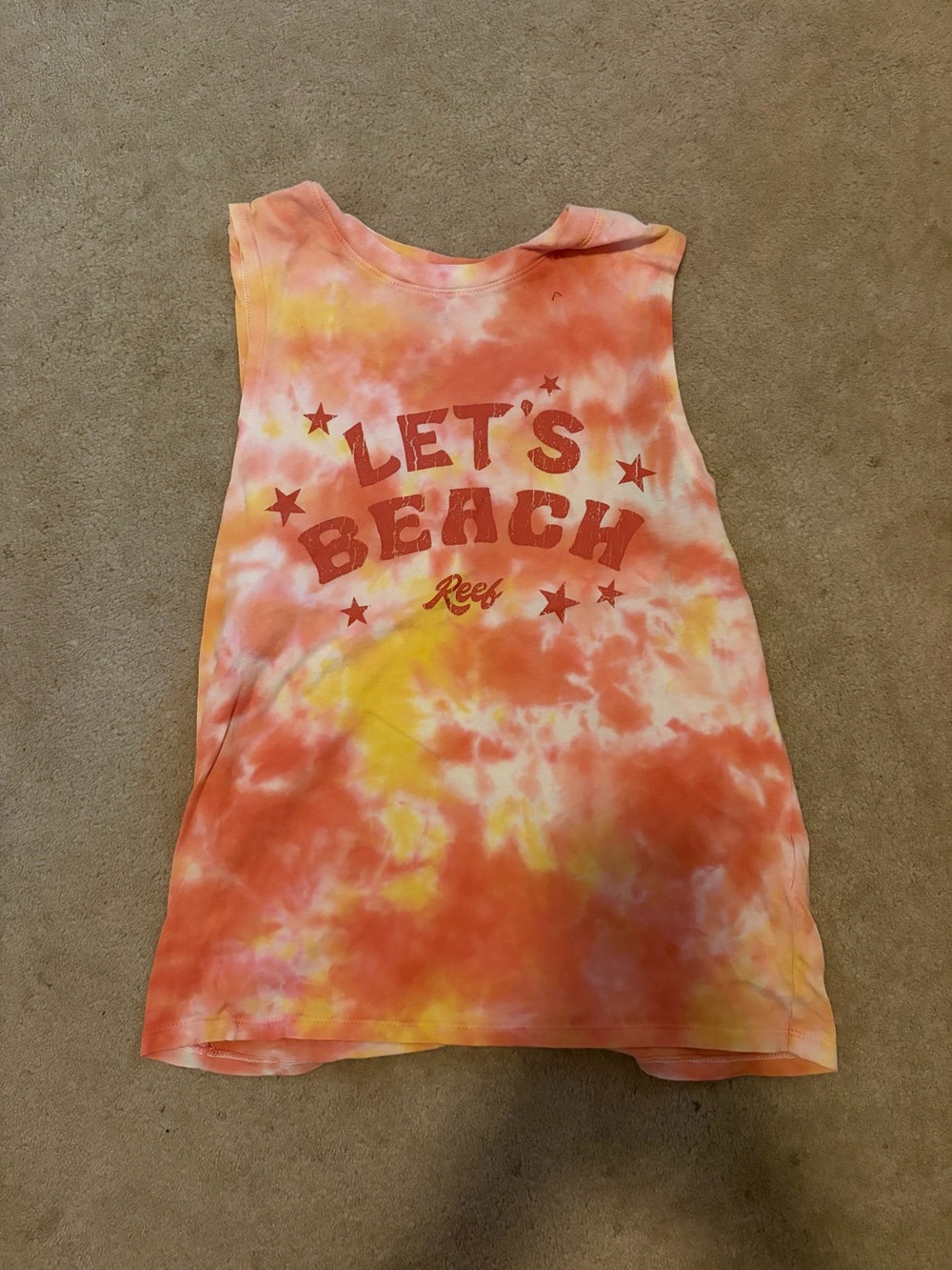 Reef "Let's Beach" Tie-Dye Muscle Tank - Orange/Yellow